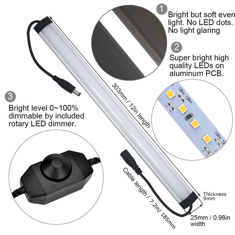 Litever Kitchen Under Cabinet LED Lighting Kit Plug-in, Super Bright, 6 PCS 12 Inches Light Bars, Daylight White, 31W 2000 Lumen, Perfect for Kitchen Cabinet Counter Shelf-(6 Bars Kit-5000K) - Image 4